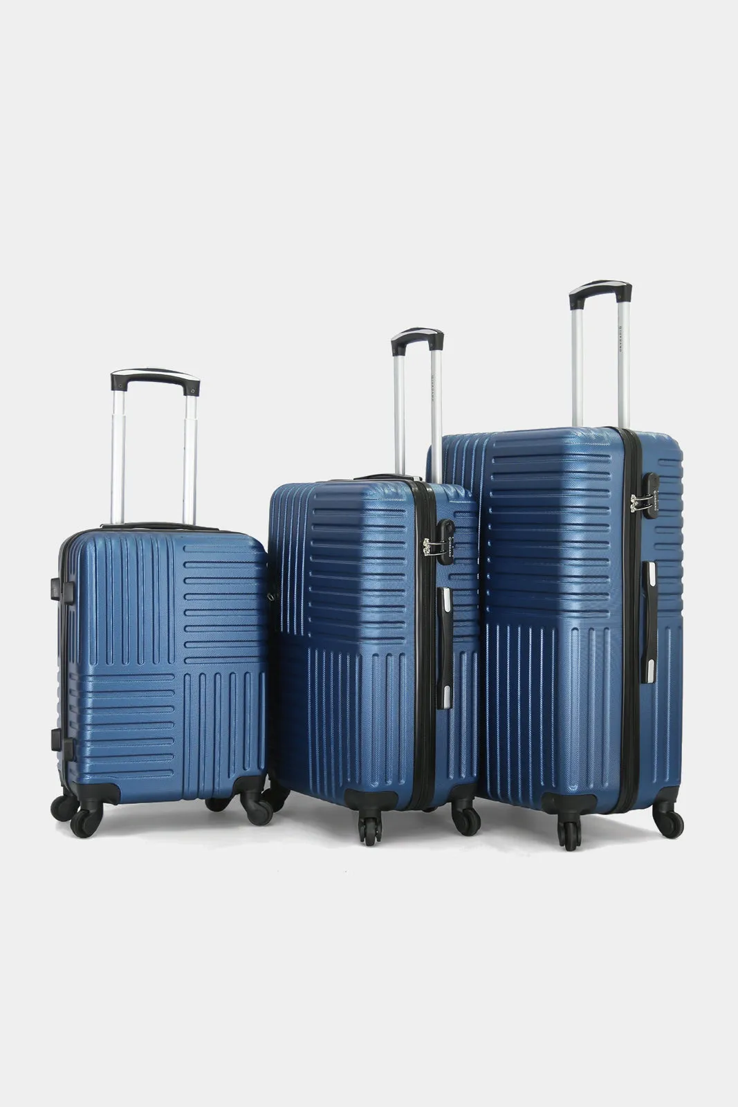 Blue Textured Trolley Set (3 Piece)