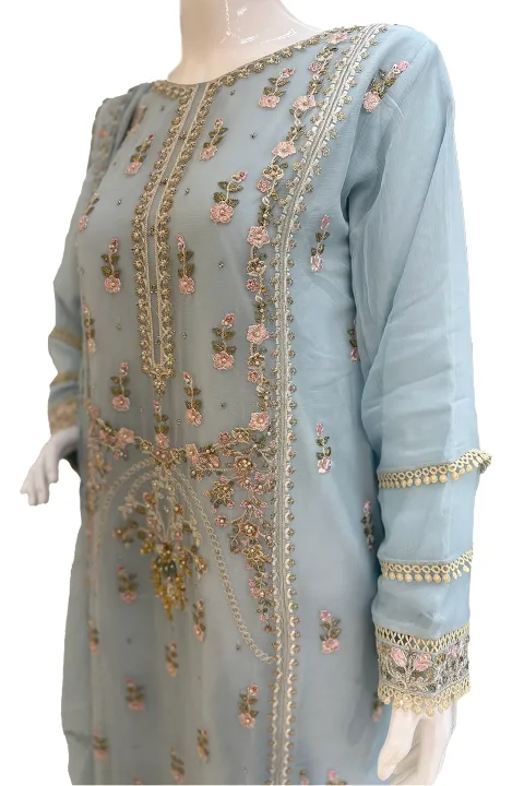 Blue Thread Work Ladies Suit