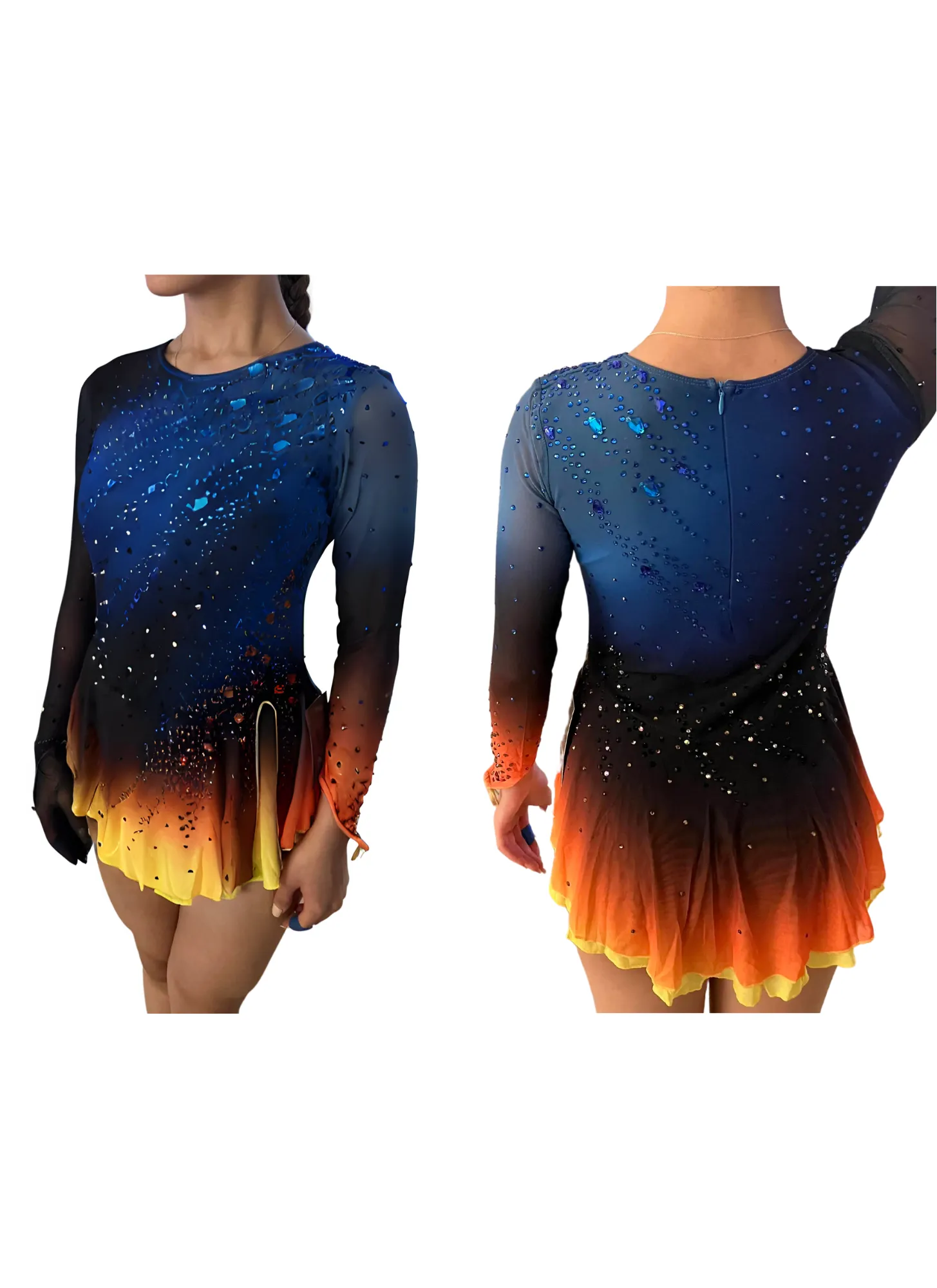 Blue To Orange Ombre Competition Skating Dress BSU121123 MEDIUM - STOCK