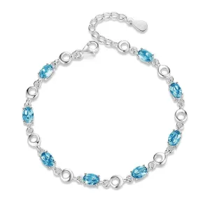 Blue Topaz & Silver Bracelet for Women - Perfect Gift