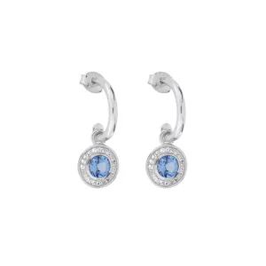 Blue Topaz & White Topaz Drop Earrings in Sterling Silver