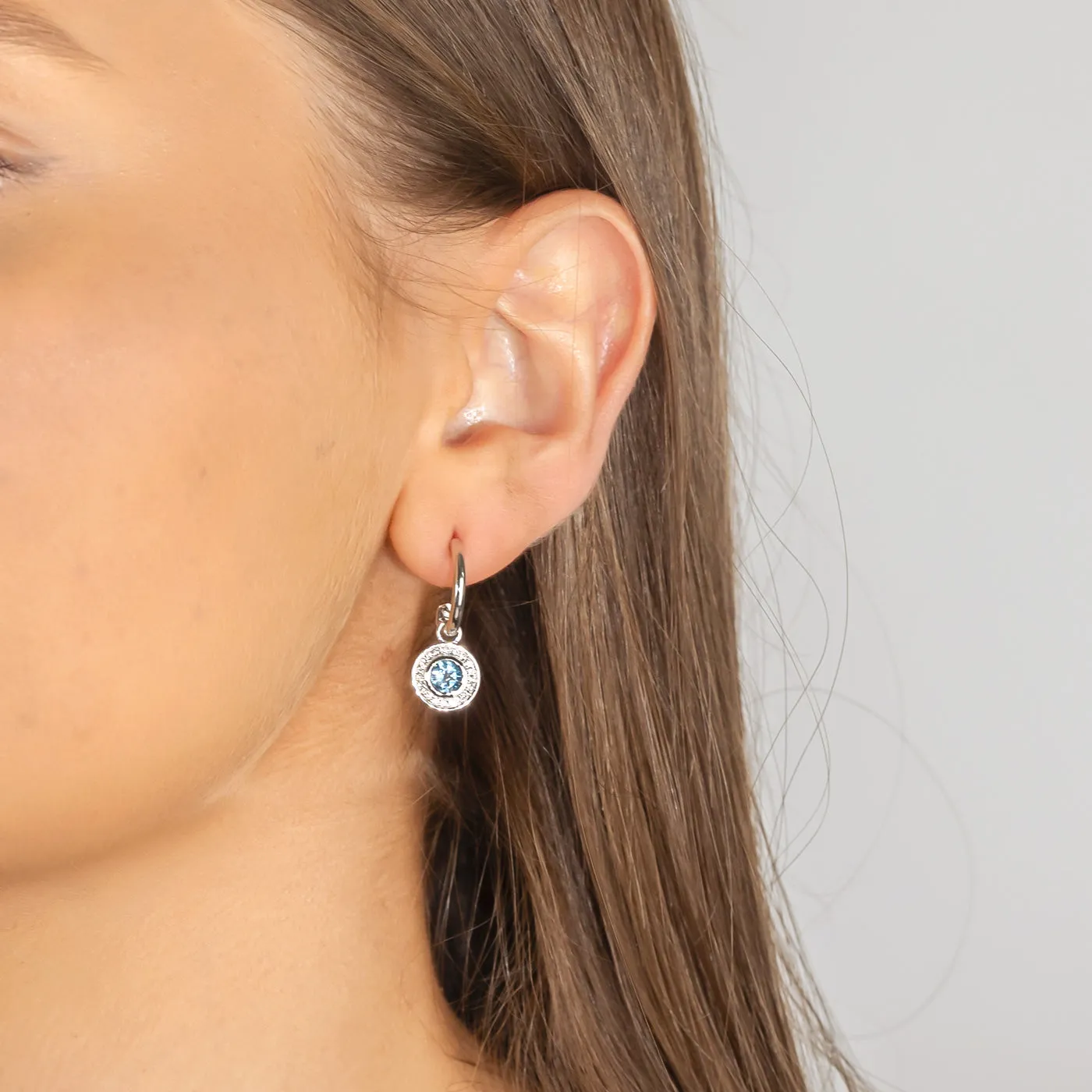 Blue Topaz & White Topaz Drop Earrings in Sterling Silver