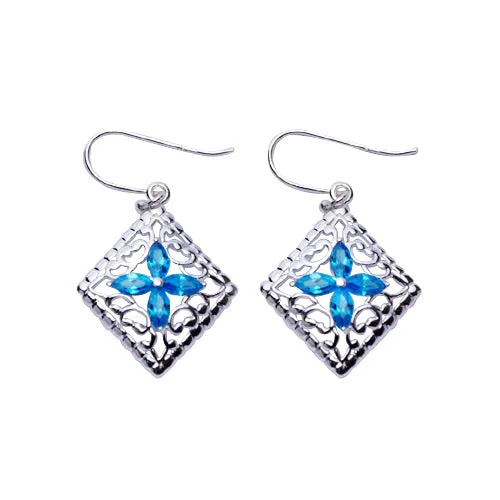 Blue Topaz Filigree Earrings