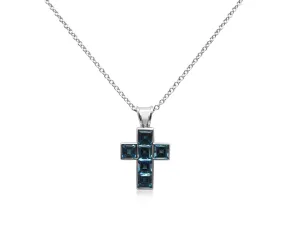 Blue Topaz Small Square Cross Pendant by Theo Fennell