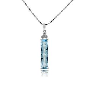 Blue Topaz with Elegant Diamond Accents Pendant