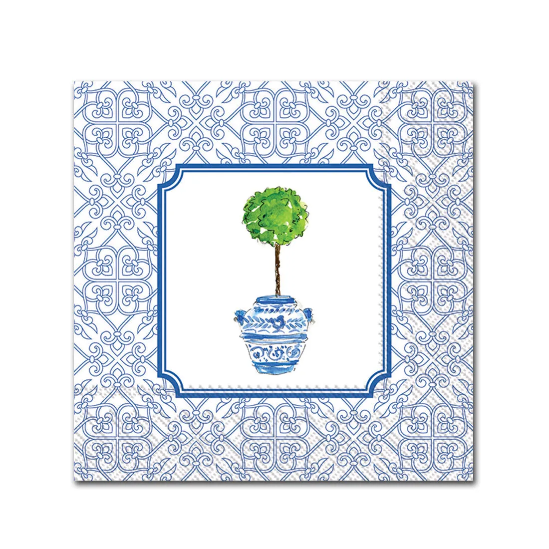 Blue Topiary Paper Beverage Napkins