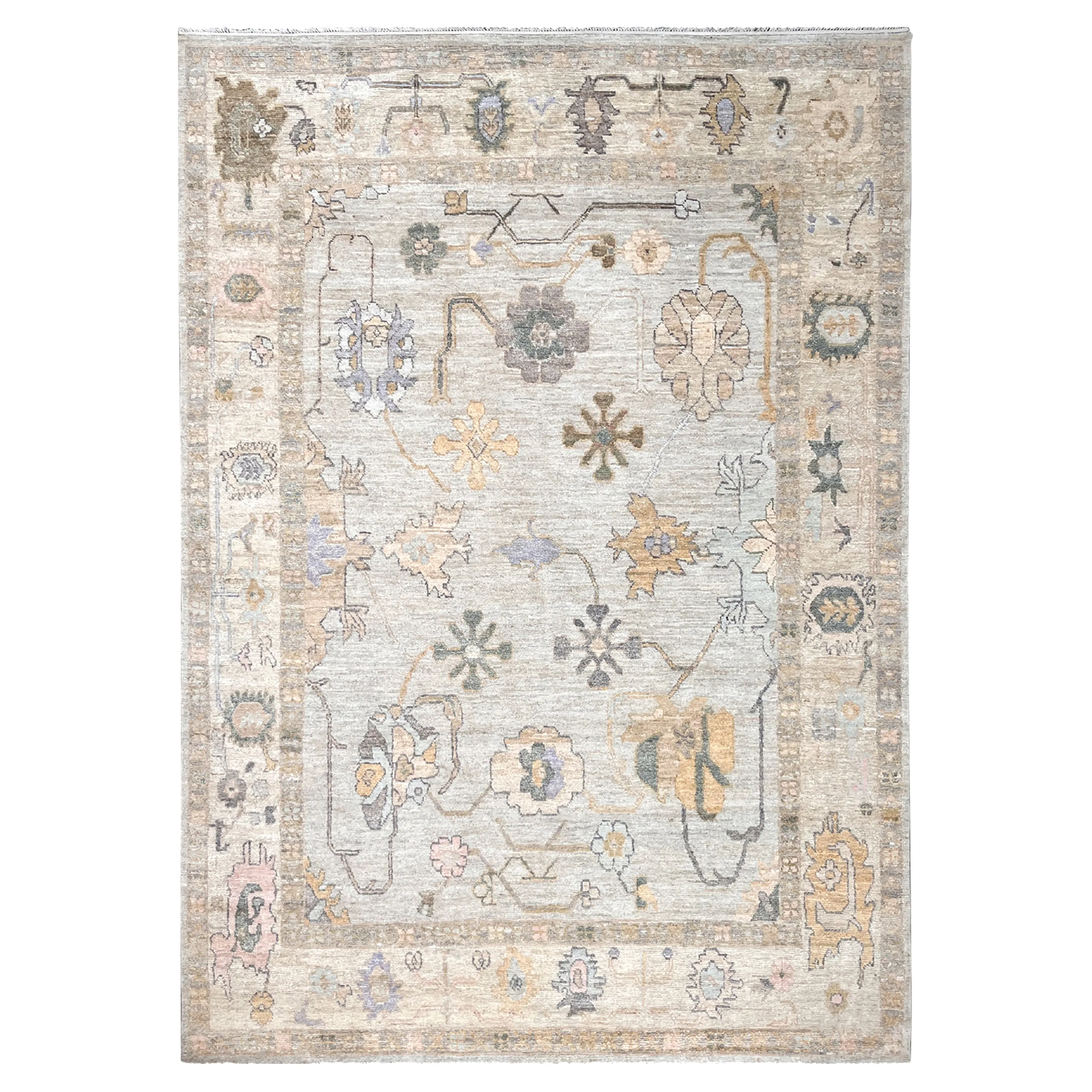 Blue Traditional Oushak Silk Rug - 8' x 10'