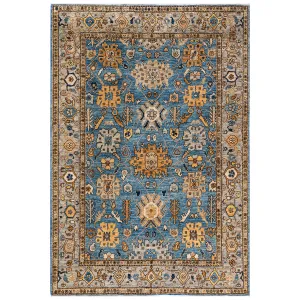 Blue Traditional Serapi Wool Rug - 6'2" x 8'10"