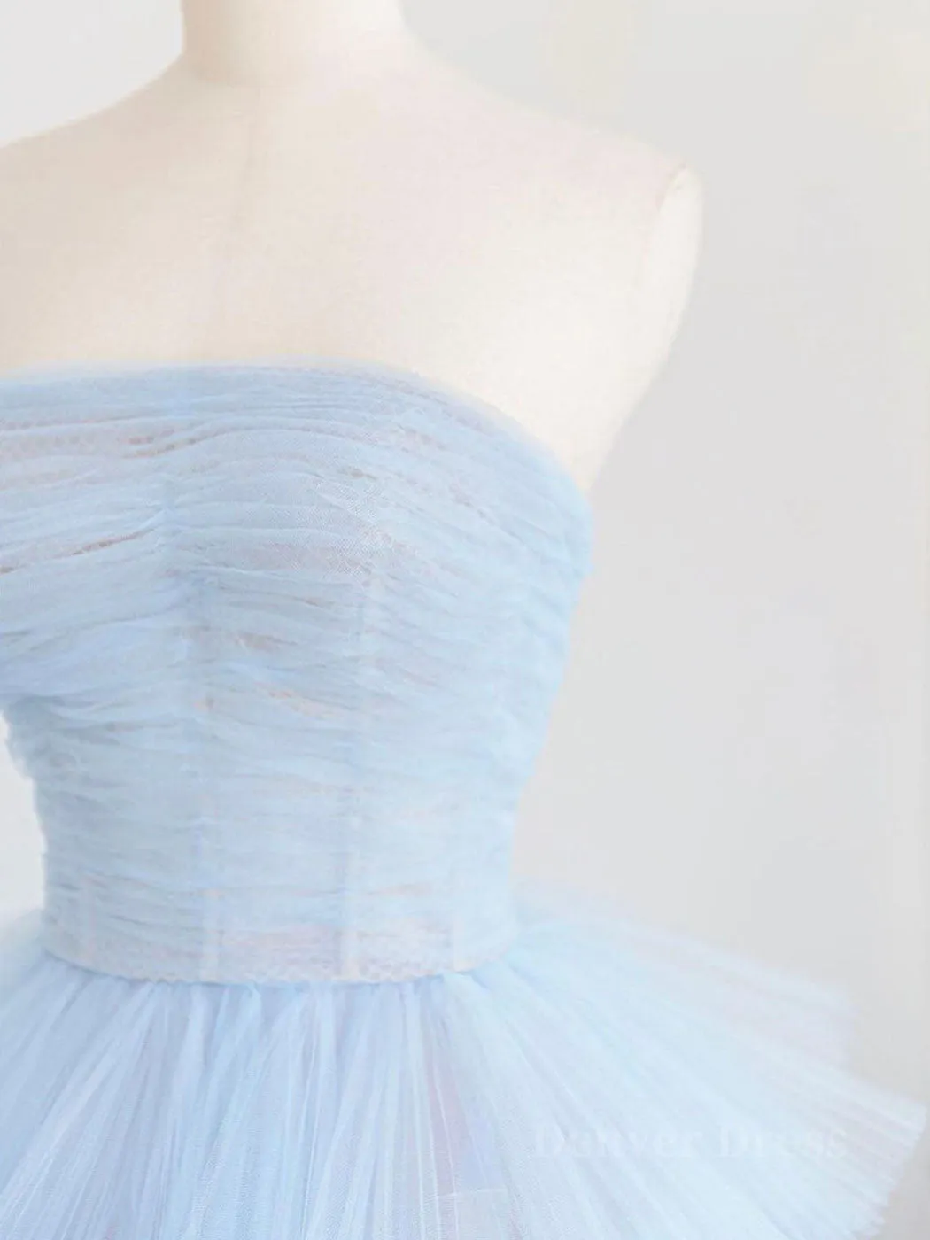 Blue tulle long prom dress blue tulle evening dress