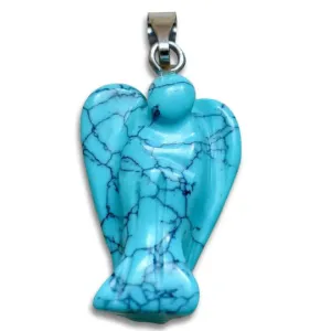 Blue Turquoise Angel Lucky Angel Pendant for Reiki Therapy Natural Crystal Stone Handcrafted Size 1 Inch approx.