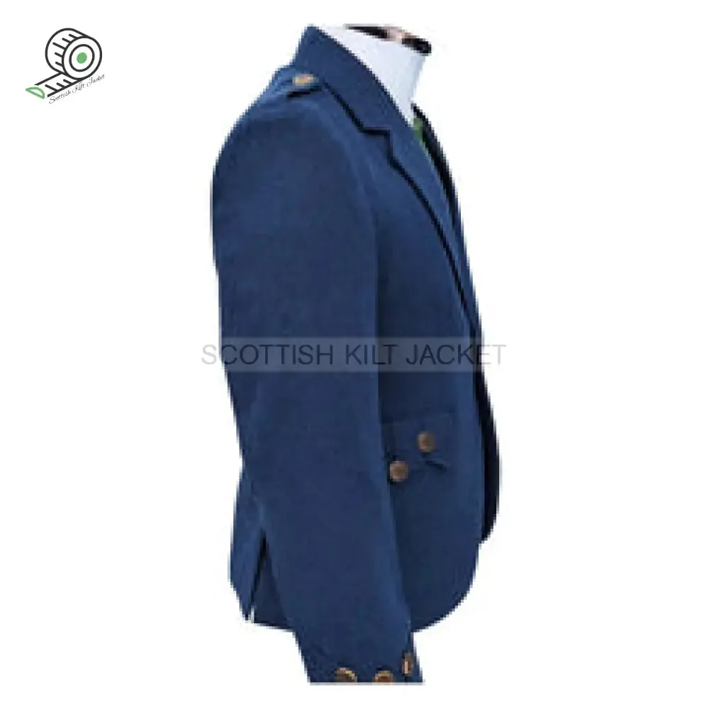 Blue Tweed Argyll Wedding Jacket