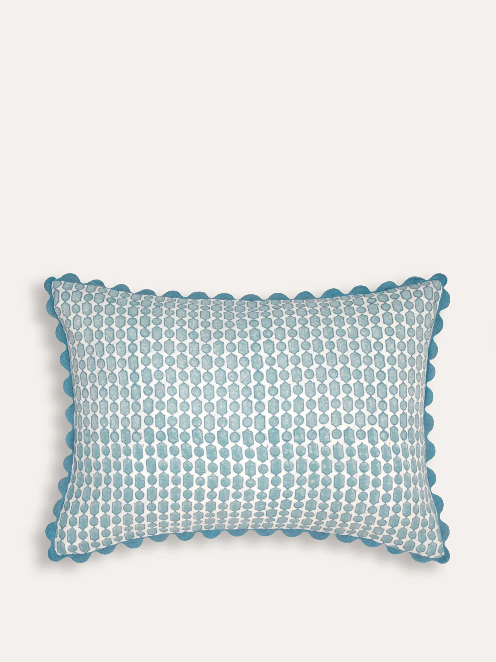 Blue Viale block pint cushion