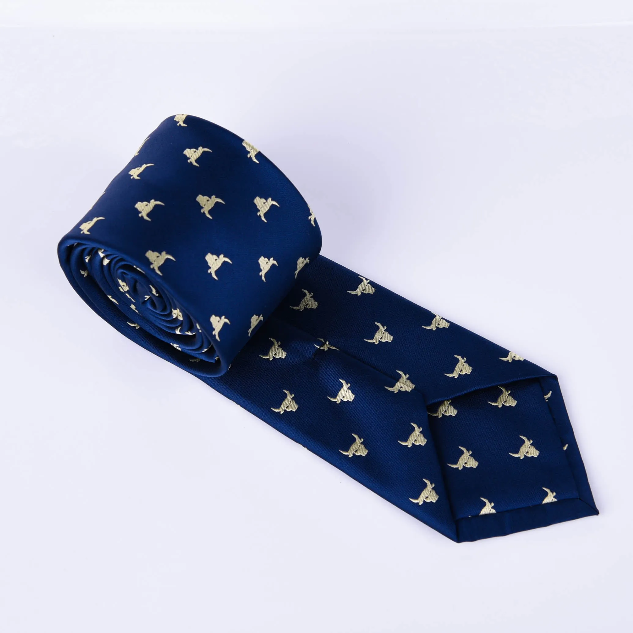 Blue Wall Street Golden Bull Head Designer Tie 8cm Necktie Florentine Accessory