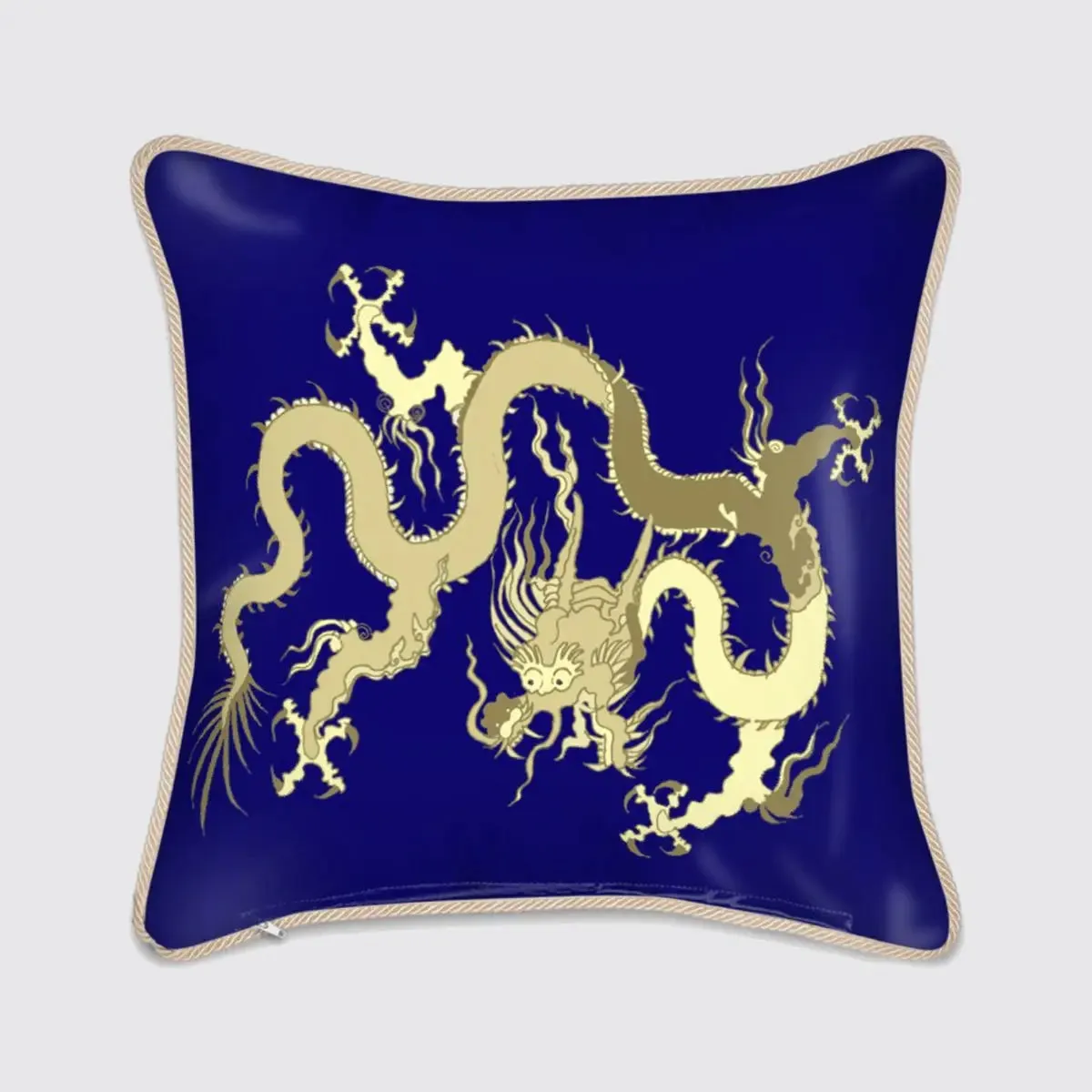 Blue With Dragon Silk Cushion