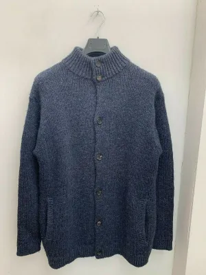 Blue Wool Button Up Jumper