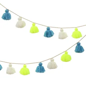 Blue Wool Tassel Garland