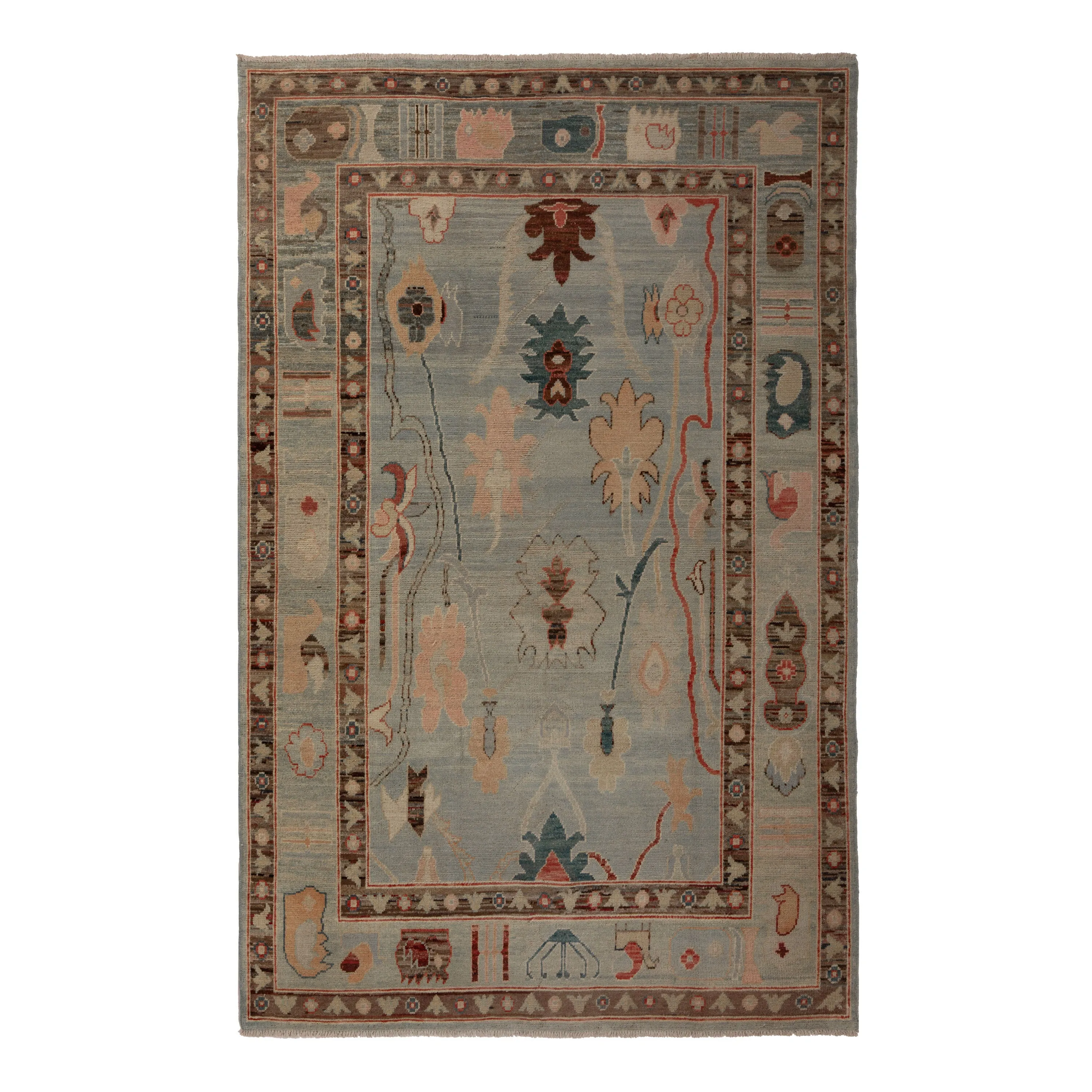 Blue Zameen Traditional Wool Rug - 5'4" x 7'10"