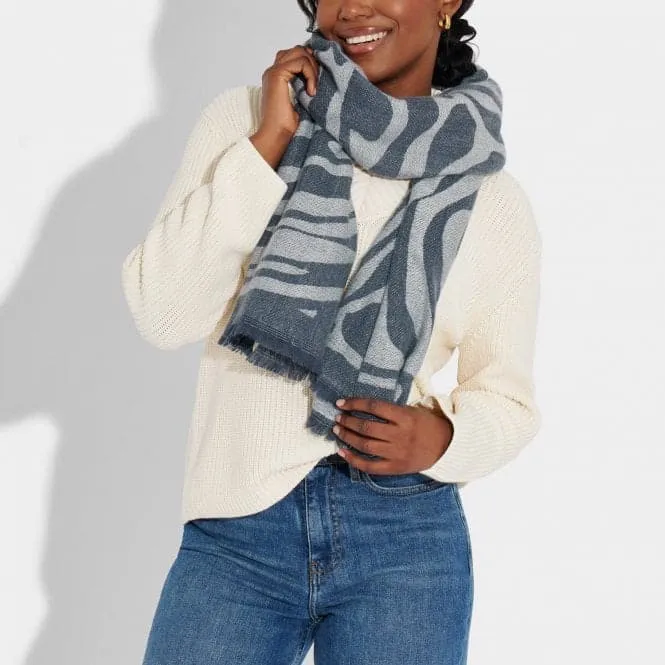 Blue Zebra Printed Blanket Scarf KLS511