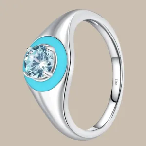 Blue Zirconia Silver Ring