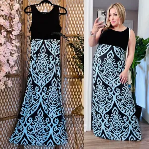 Blue/Black Maxi Dress