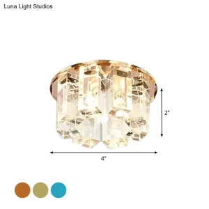 Blue/Gold/Tan Crystal LED Flush Mount Light with Round Design - Warm/White Lighting