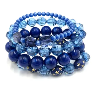 Blues & Stars Stack and Stretch Bracelets Set