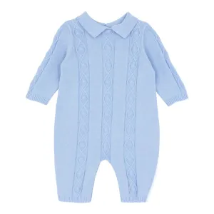 blues baby - Pale blue cotton all in one