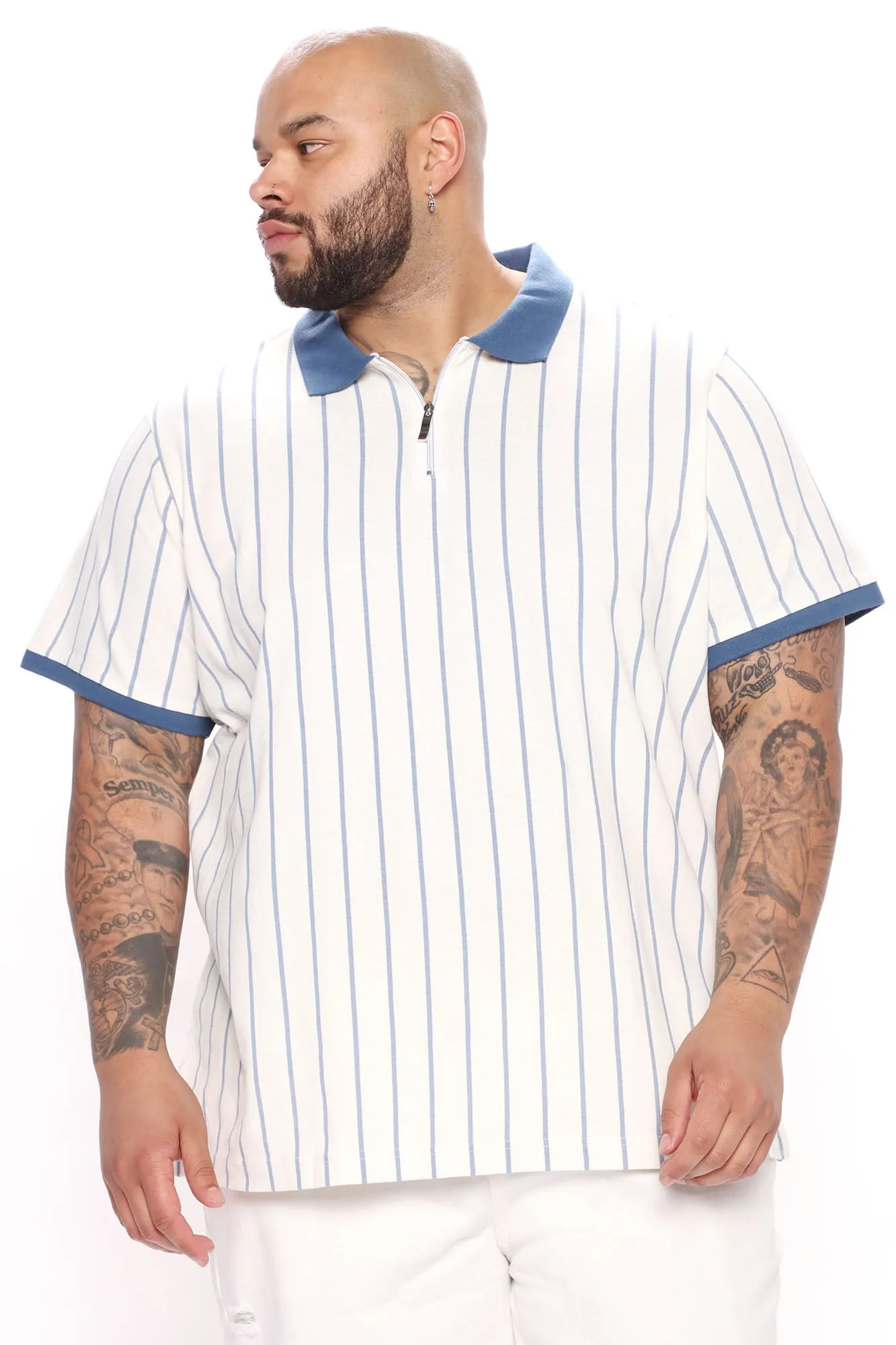 Blurred Lines Short Sleeve Polo - White