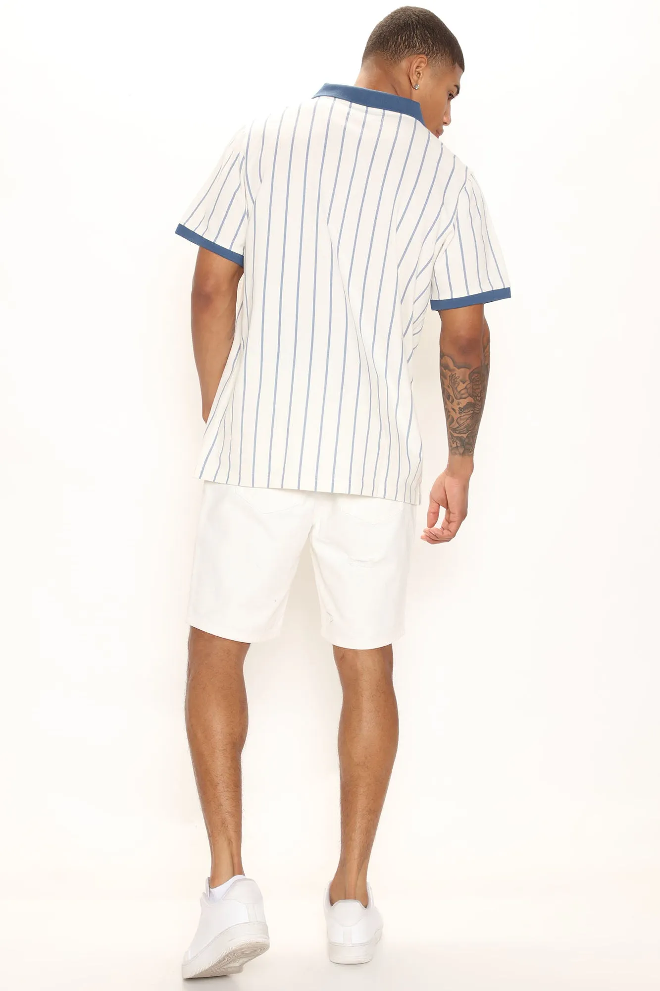 Blurred Lines Short Sleeve Polo - White