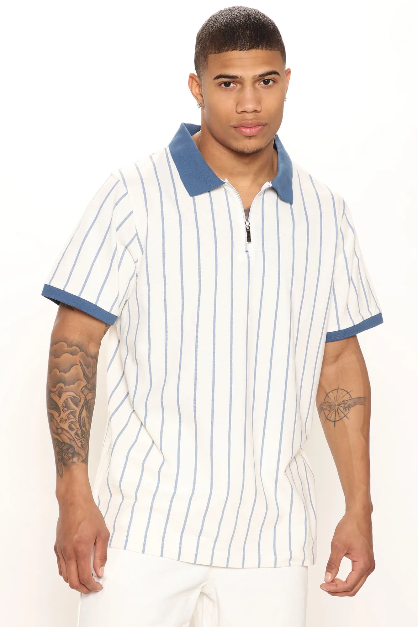 Blurred Lines Short Sleeve Polo - White