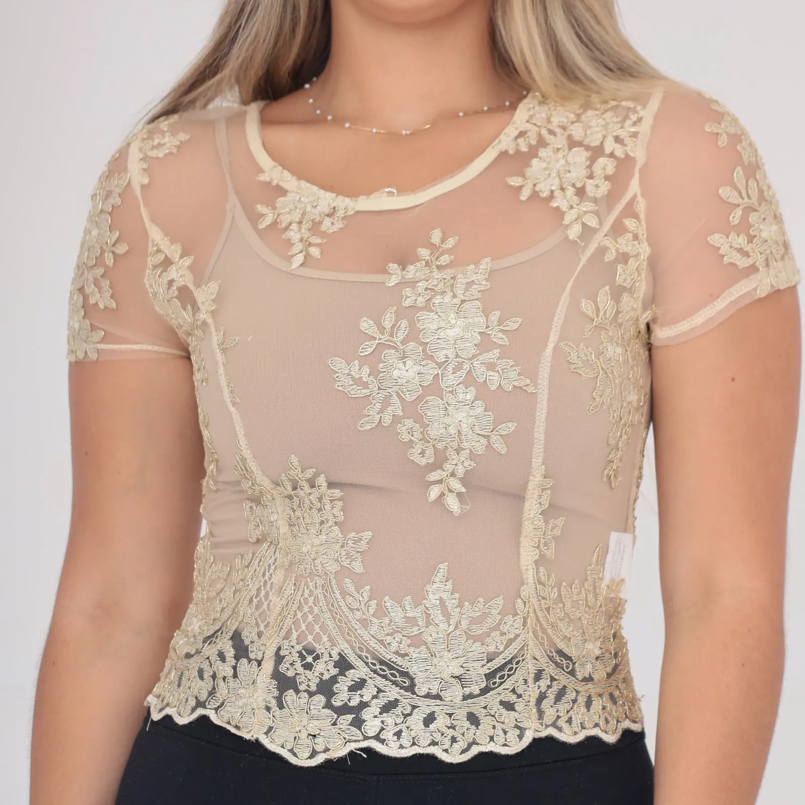 Blusa Tule Bordada 17918.  (2F)