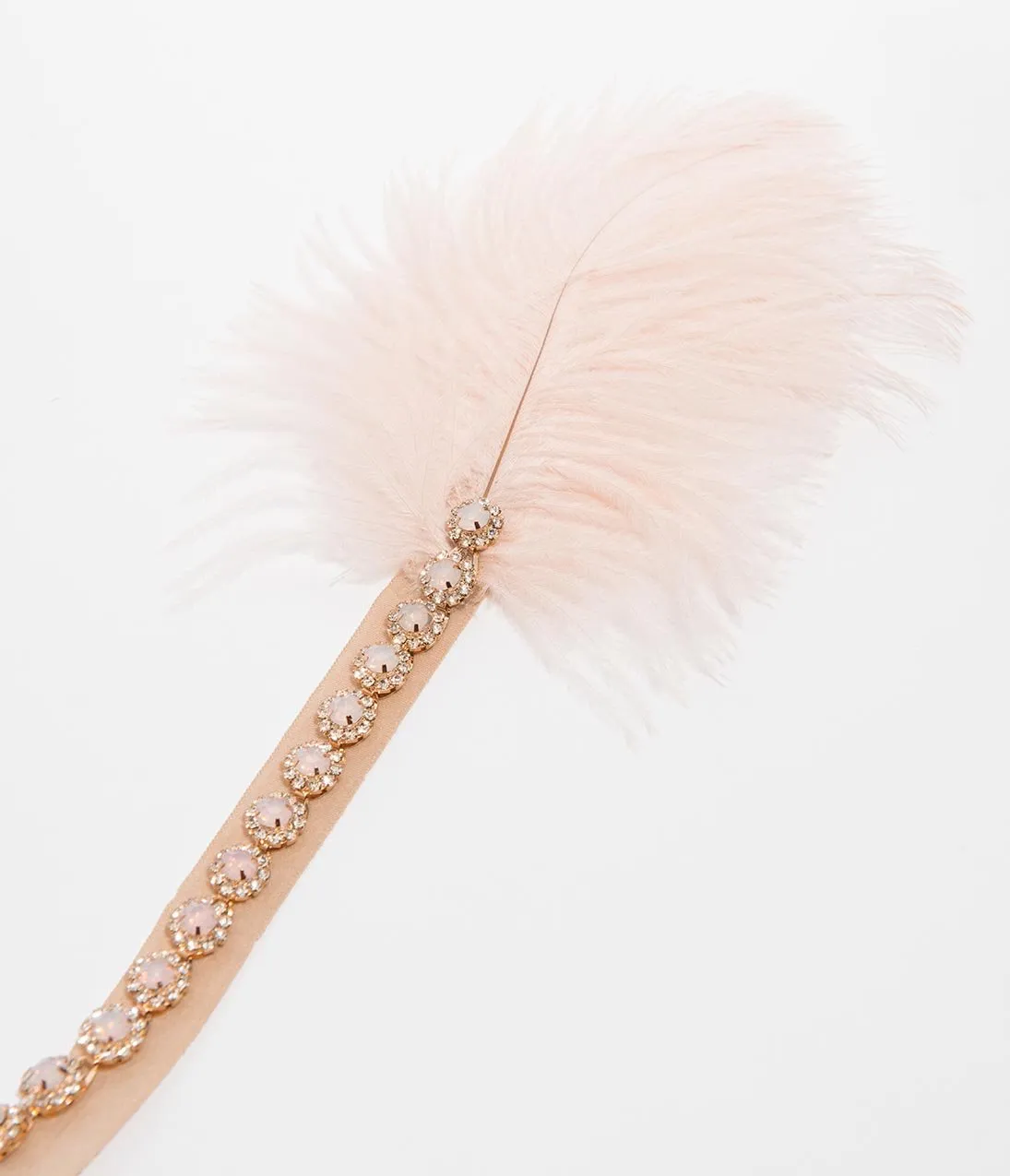 Blush Feather & Crystal Goldie Flapper Headband