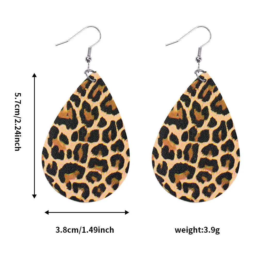 Blush Leopard Faux Leather Teardrop Ear Bling Two Styles Available