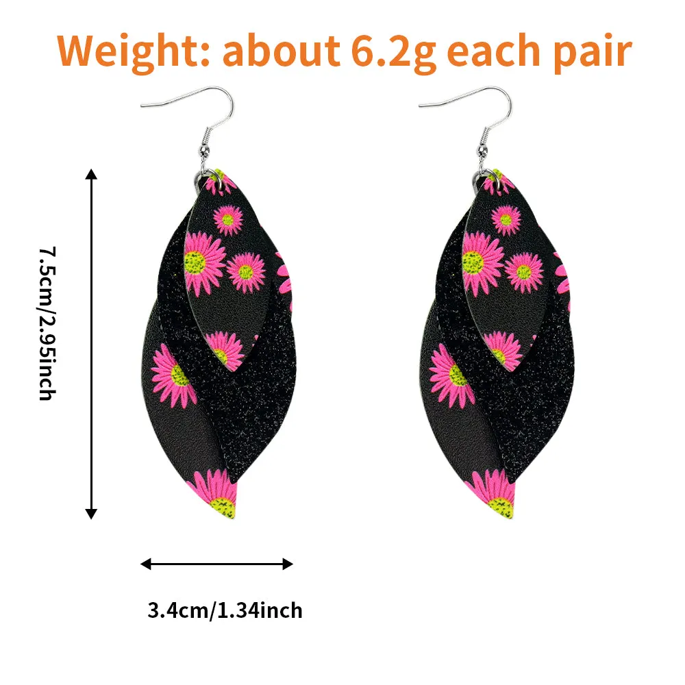 Blush Leopard Faux Leather Teardrop Ear Bling Two Styles Available