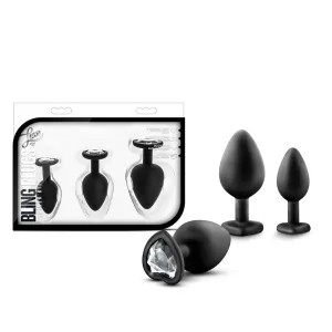 Blush Luxe Black With White Gems Bling Plugs Training Kit