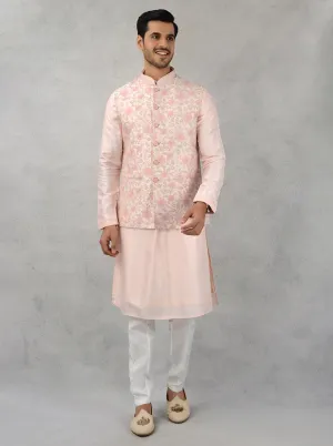 Blush Peach Kurta Set with Koti | TULA