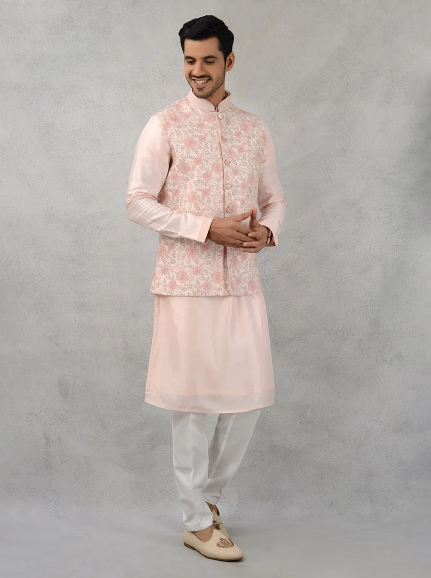 Blush Peach Kurta Set with Koti | TULA