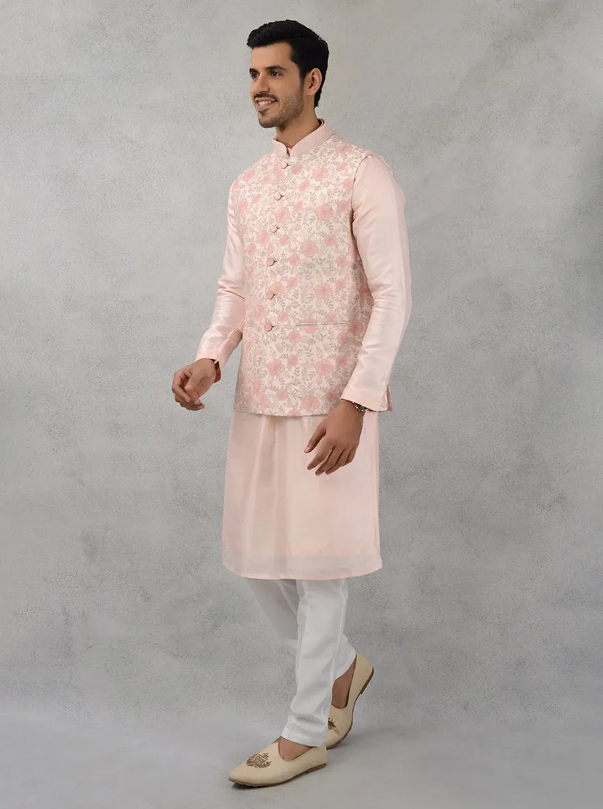 Blush Peach Kurta Set with Koti | TULA