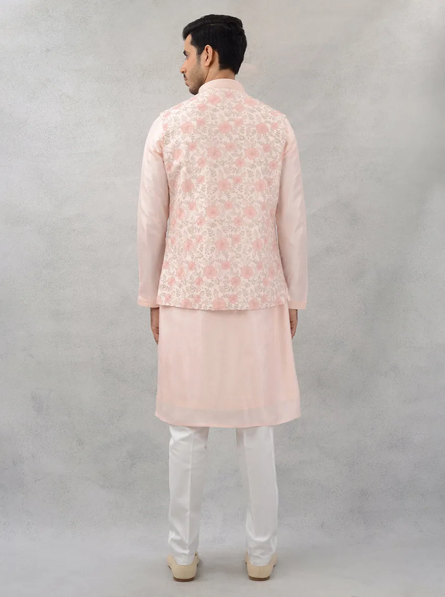 Blush Peach Kurta Set with Koti | TULA