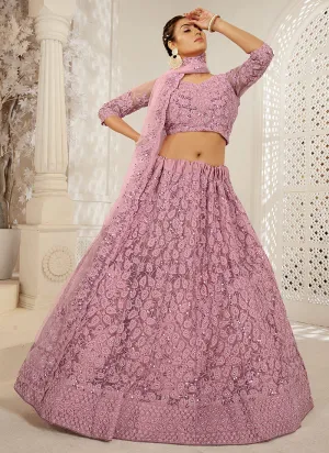 Blush Pink Cording Embroidered Lehenga