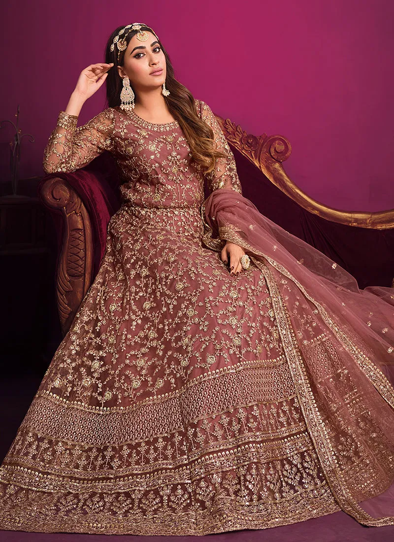 Blush Pink Embroidery Festive Anarkali Suit