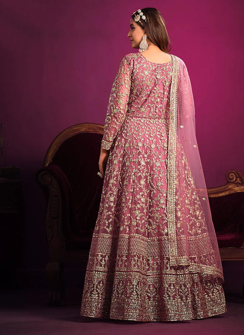 Blush Pink Embroidery Festive Anarkali Suit