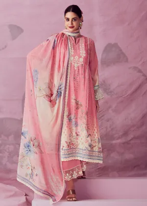 Blush Pink Muslin Cotton Printed Trendy Salwar Kurta Set