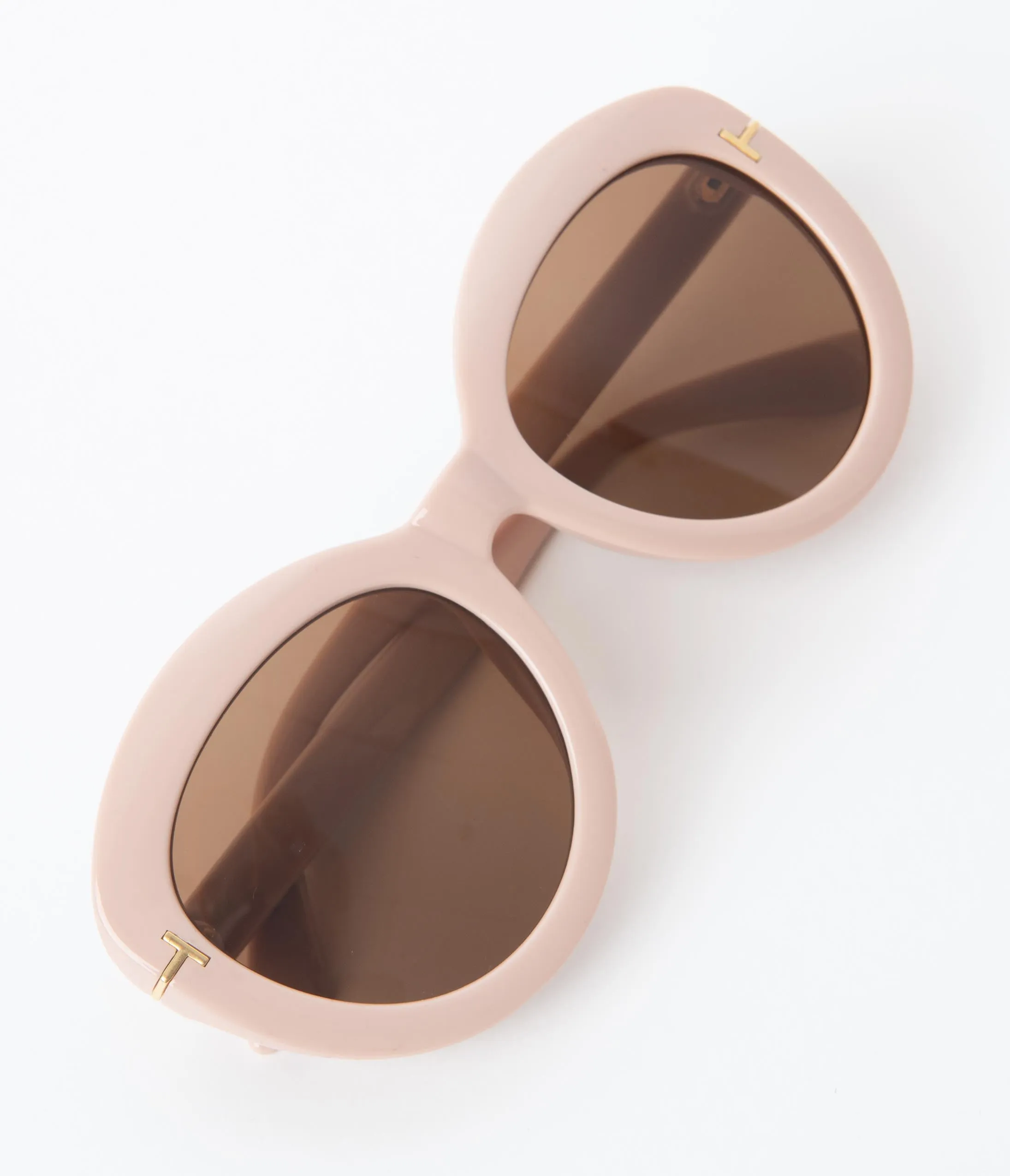 Blush Pink Retro Rounded Sunglasses