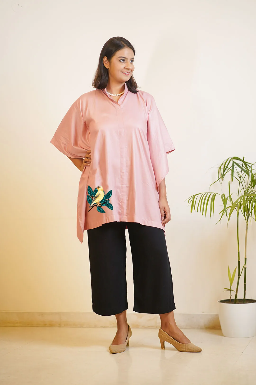 Blush Rayon MandarinKurti - Canary