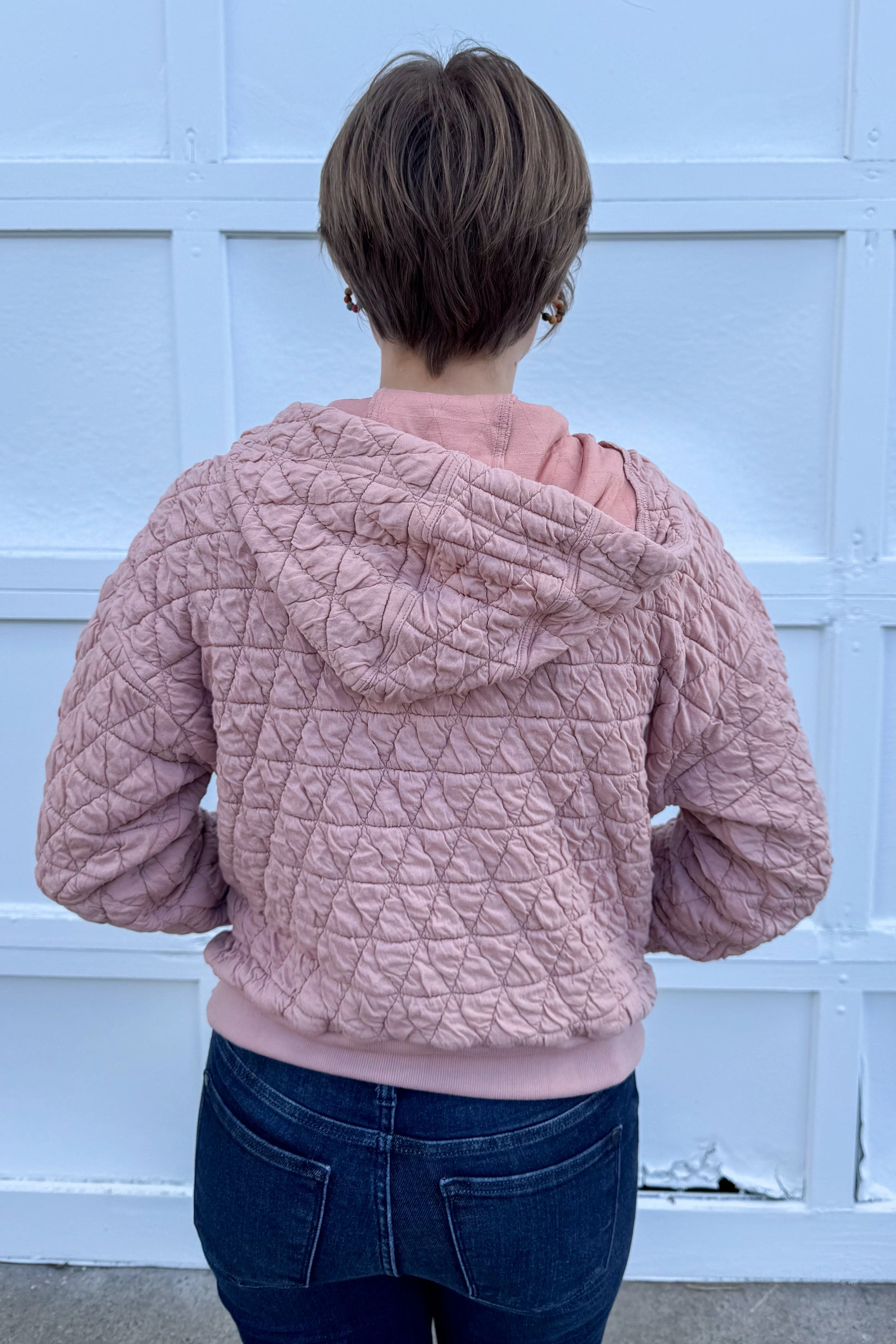 Blush Textured Quilted Knit Jacket