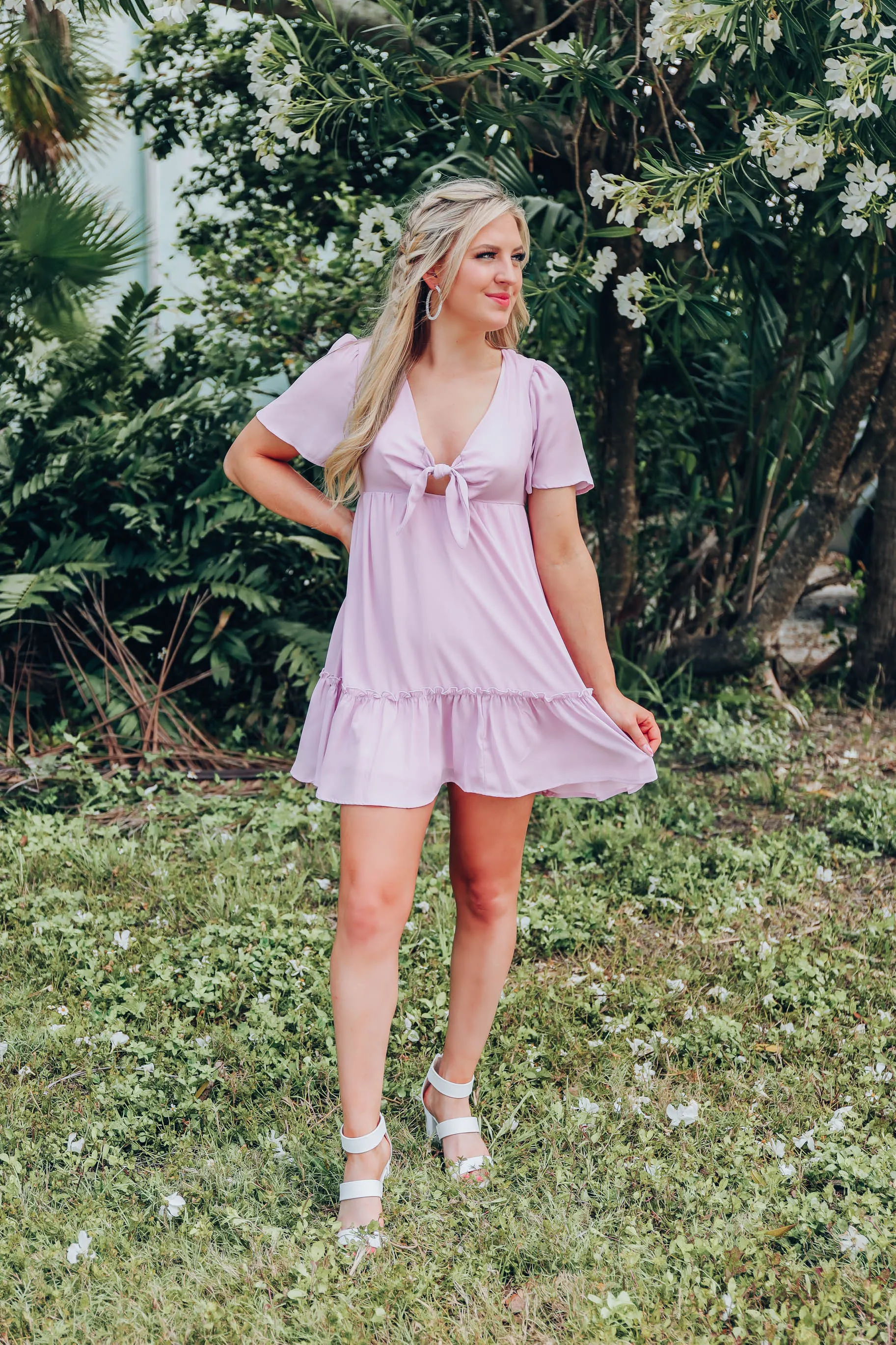 Blushing Chiffon Dress - Lavender