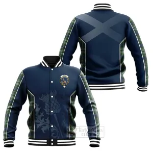 Blyth Tartan Baseball Jacket with Family Crest and Scottish Thistle Vibes Sport Style