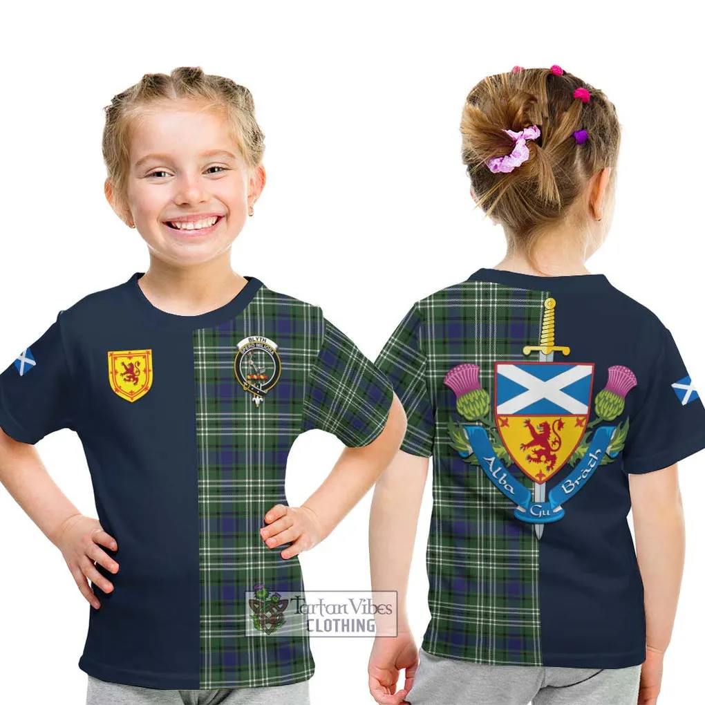 Blyth Tartan Kid T-Shirt Alba with Scottish Lion Royal Arm Half Style