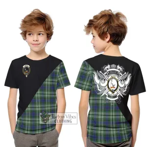 Blyth Tartan Kid T-Shirt with Family Crest and Military Logo Style